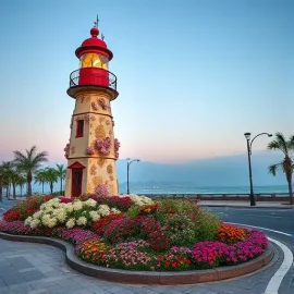 Цветочная композиция как искусственный маяк на уличных тротуарах Цветочная композиция как искусственный маяк на уличных тротуарах